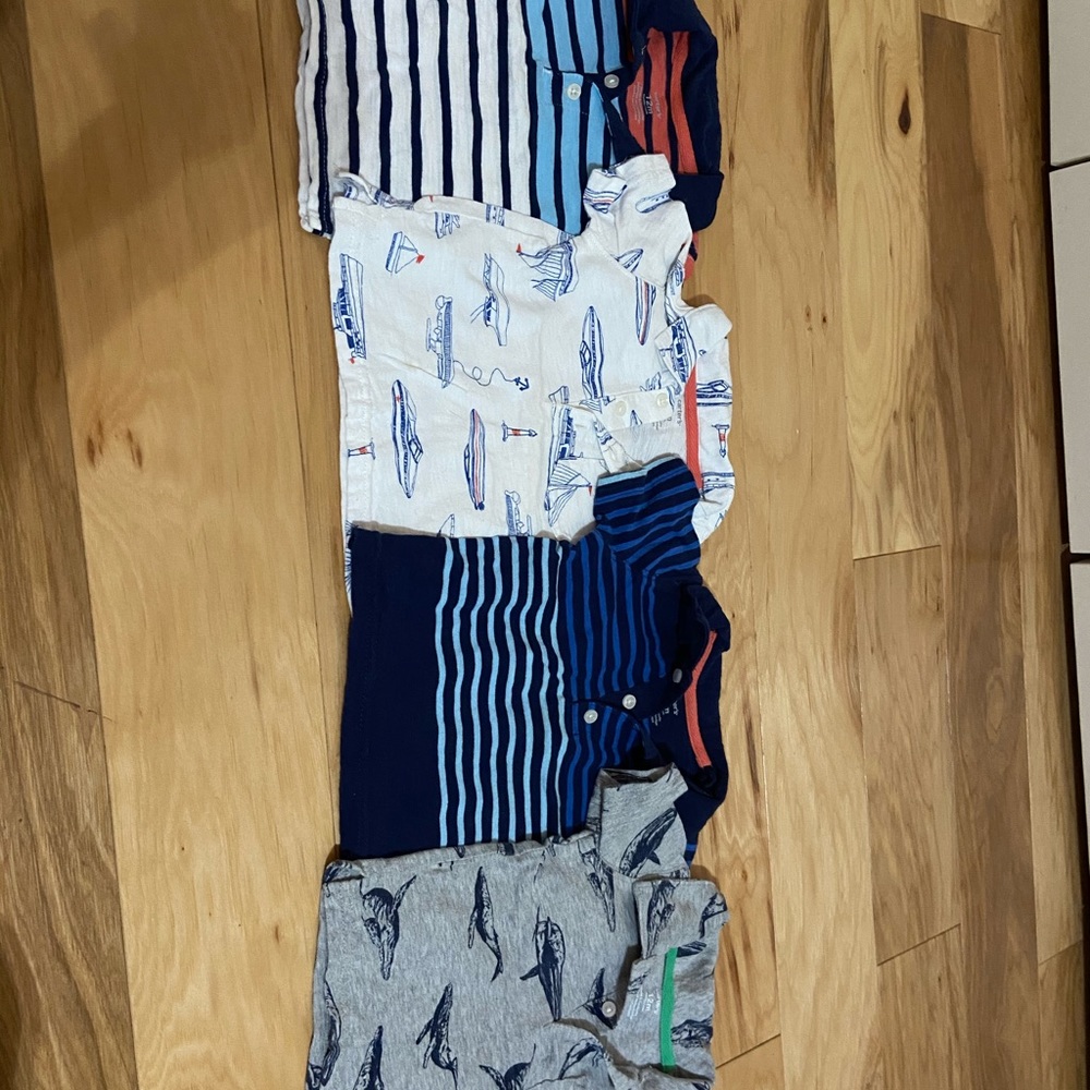 Whale speed boat stripe polo button bundle